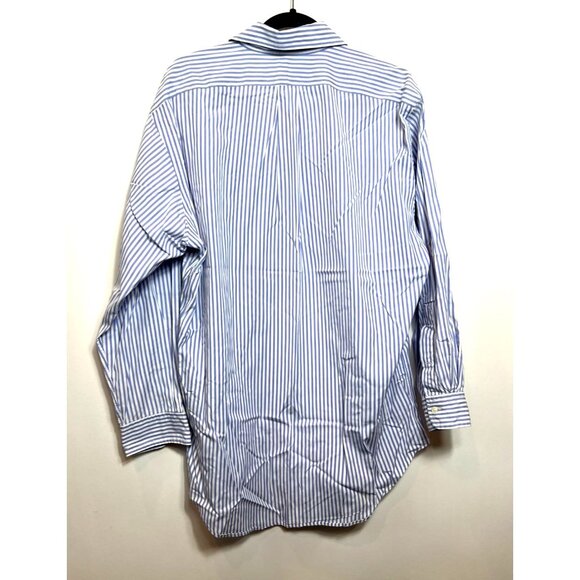 Ralph Lauren Polo Blue White Striped Button Down Shirt Classic Fit Size 16 32/33 - Picture 3 of 8